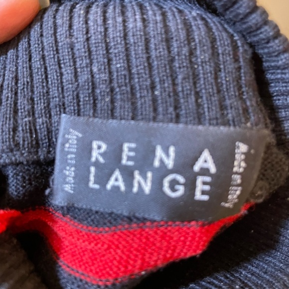 Rena Lange, made in Italy Striped Turtleneck Sweater, Short Sleeves Sz M - Picture 6 of 8